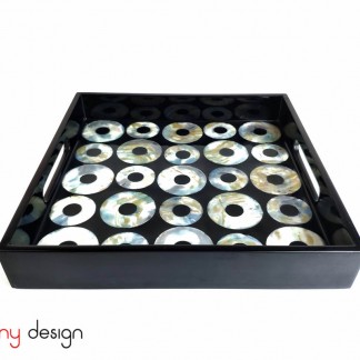 Square lacquer tray with pearl coins 25cm 